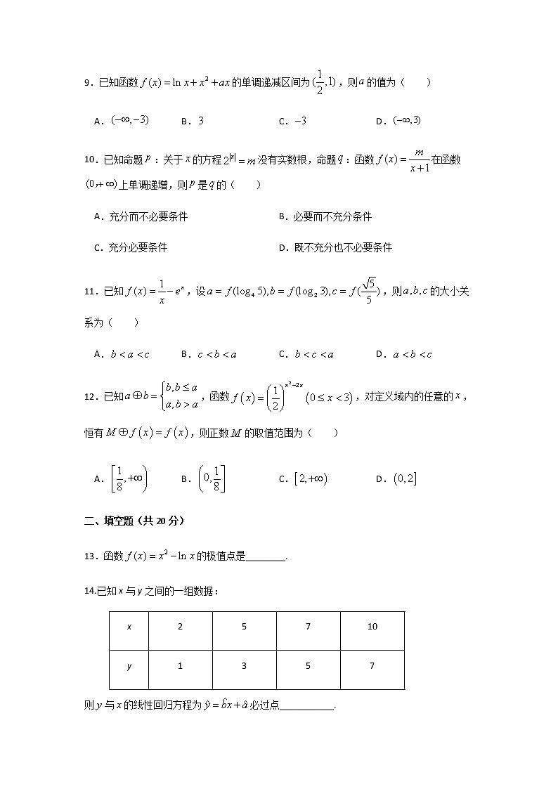 2020-2021学年黑龙江省哈尔滨市第六中学高二下学期期末数学考试文含答案练习题03