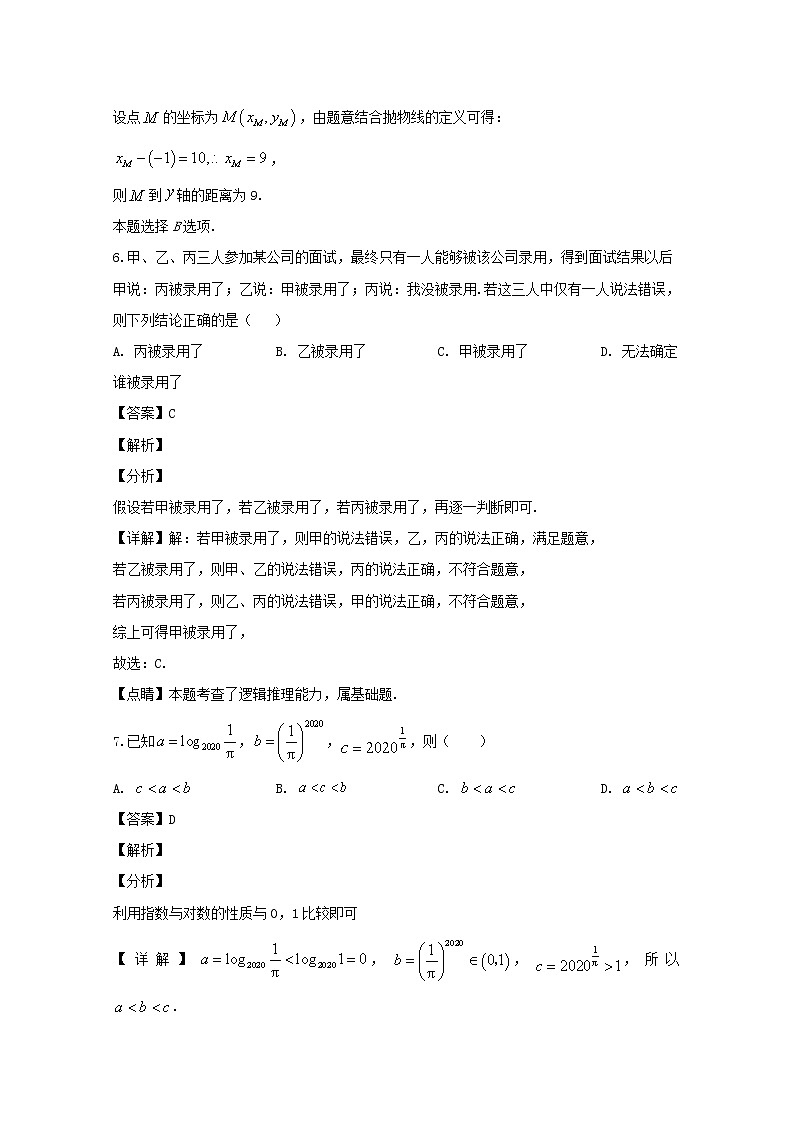 辽宁省葫芦岛市协作校、锦州市2020届高三一模考试数学（文）试题+Word版含解析第3页