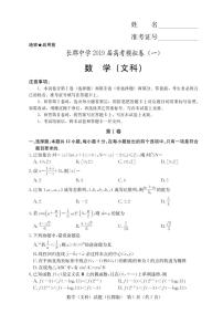 湖南省长郡中学2019届高三下学期第一次模拟考试文科数学试卷及答案