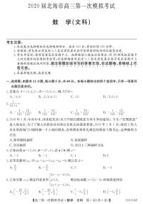 2020届广西北海市高三第一次模拟考试数学（文）试题 PDF版
