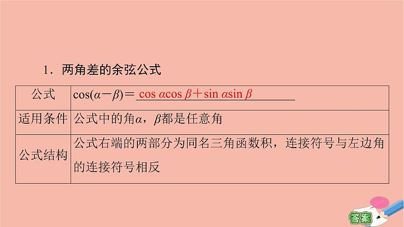 高中数学第3章三角恒等变换3.1两角和与差的正弦余弦和正切公式3.1.1两角差的余弦公式课件新人教A版必修4第4页
