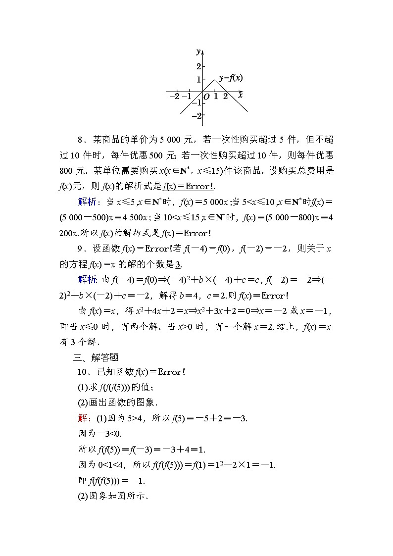 2020-2021学年高中数学人教A版（2019）必修第一册 3-1-2 第2课时　分段函数 作业 练习03