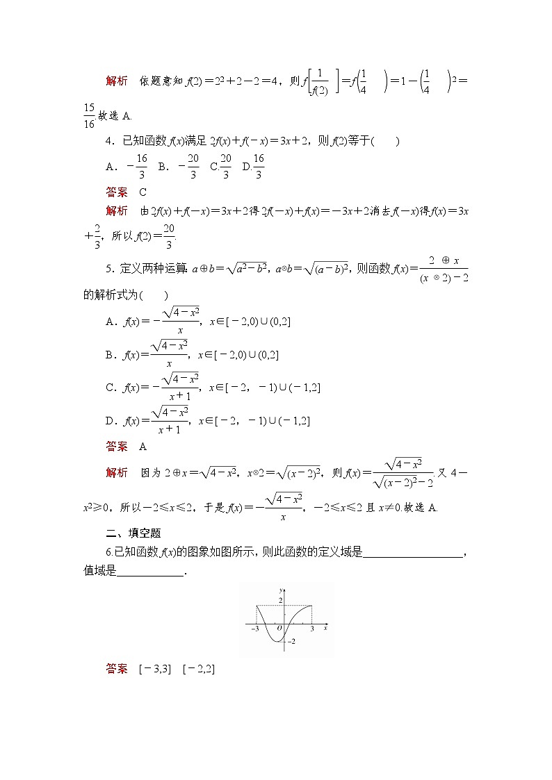 2020-2021学年高中数学人教A版（2019）必修第一册 3.1.2  第1课时 函数的表示法 作业 练习02