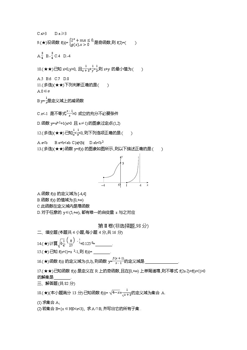 5、山东省滨州市2019-2020学年高一上学期11月统考数学试题（学生版）02