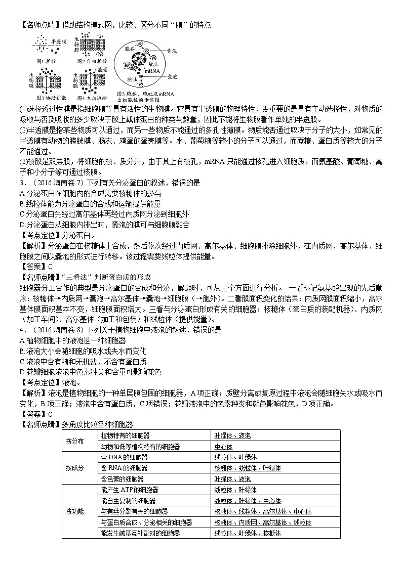 2016高考真题详细解析及考点透析03