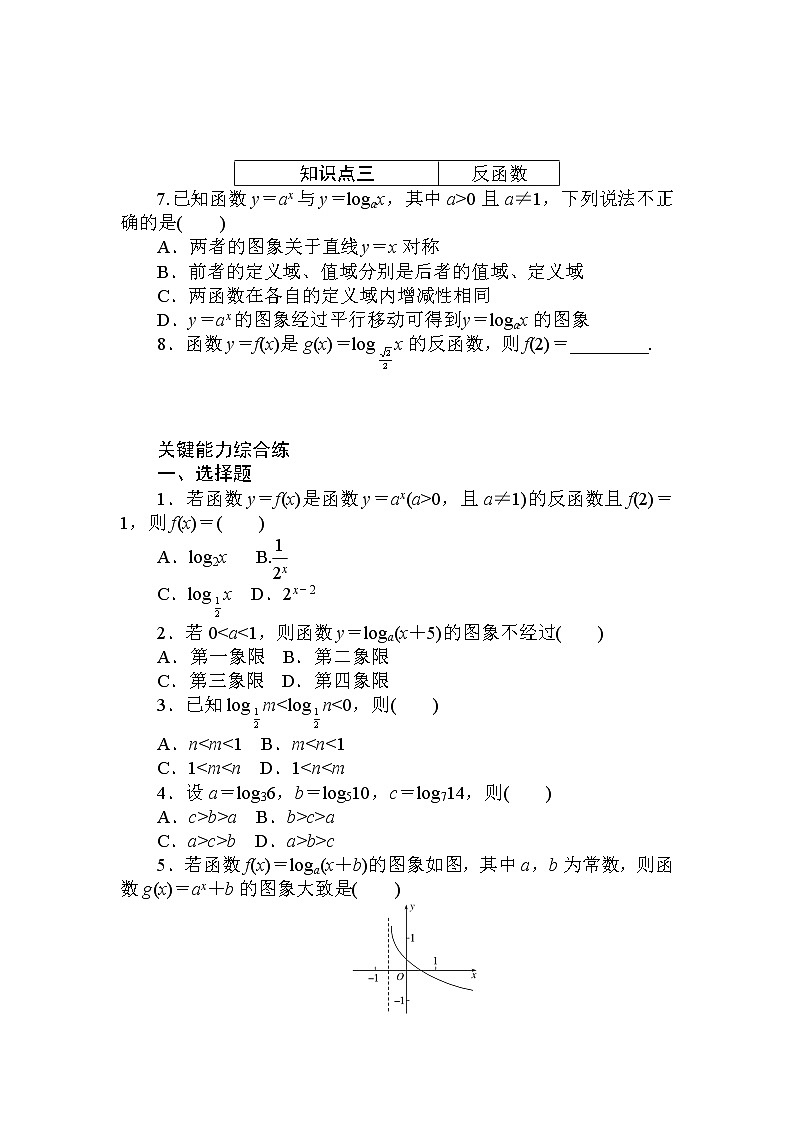 2020-2021学年高中数学人教A版（2019）必修第一册  4.4.2　对数函数的图象和性质(一) 作业第2页