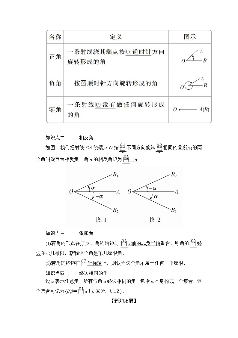 2020-2021学年高中数学人教A版（2019）必修第一册 5.1.1 任意角 学案202
