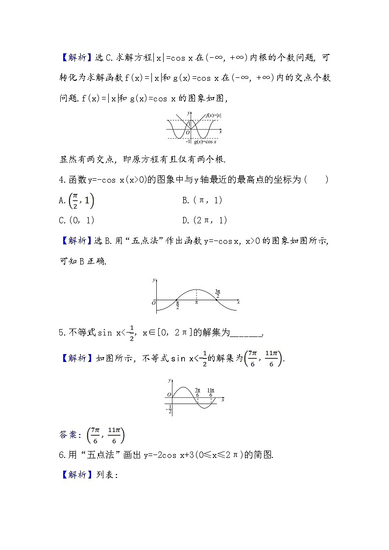 2020-2021学年高中数学人教A版（2019）必修第一册 5.4.1 正弦函数、余弦函数的图象 作业7 练习02