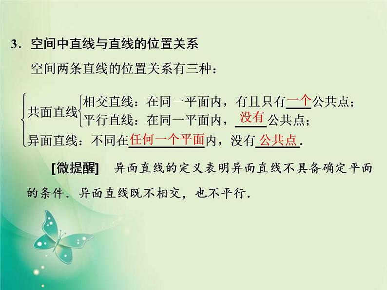 2020-2021学年高中数学新人教A版必修第二册 8.4.2  空间点、直线、平面之间的位置关系 课件（36张）03