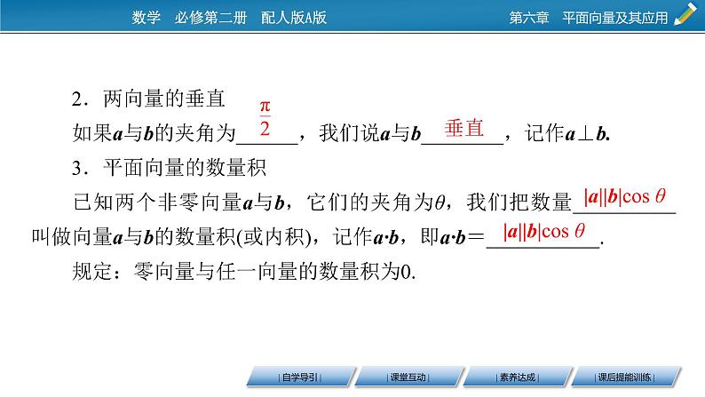 2020-2021学年高中数学新人教A版必修第二册 6.2.4 向量的数量积 课件（46张）第5页