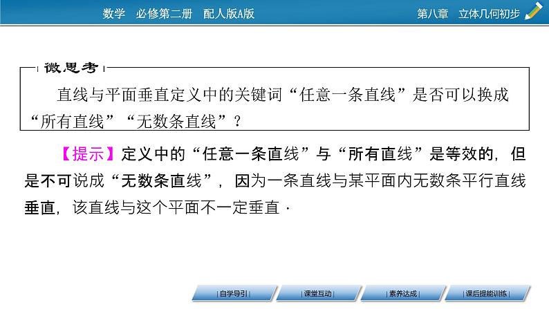 2020-2021学年高中数学新人教A版必修第二册 8.6.2 直线与平面垂直 课件（49张）06