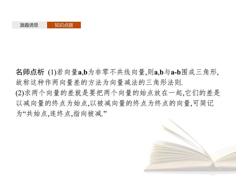 2021年高中数学新人教A版必修第二册　6.2.2向量的减法运算　课件第7页