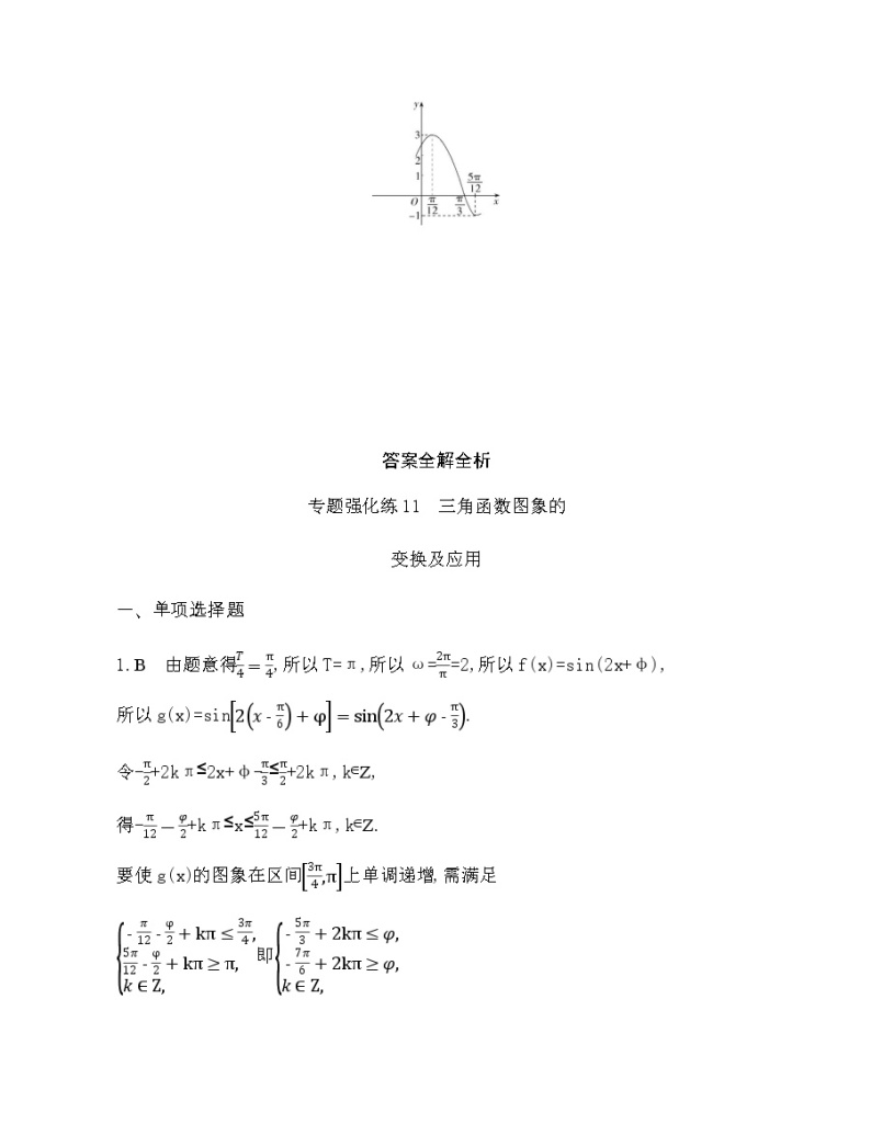 专题强化练11 三角函数图象的变换及应用03