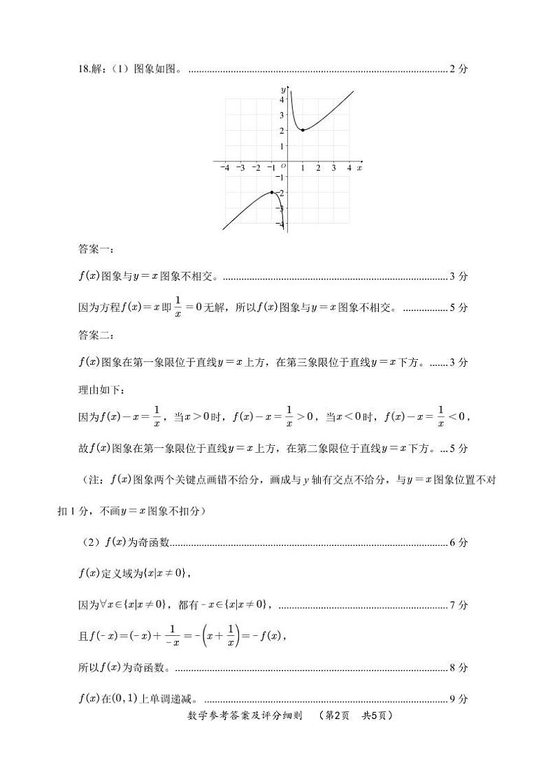 2021—2022学年第一学期高一年期中考试数学参考答案第2页