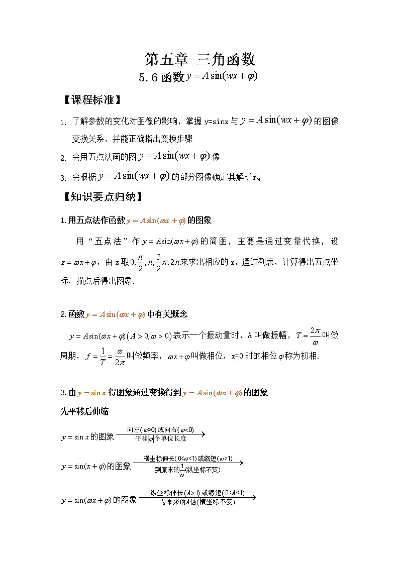 5.6函数Asin(ωx+φ)学案01