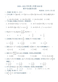 湖北省黄石市第二中学2020-2021学年高一上学期期中考试——数学试题含答案