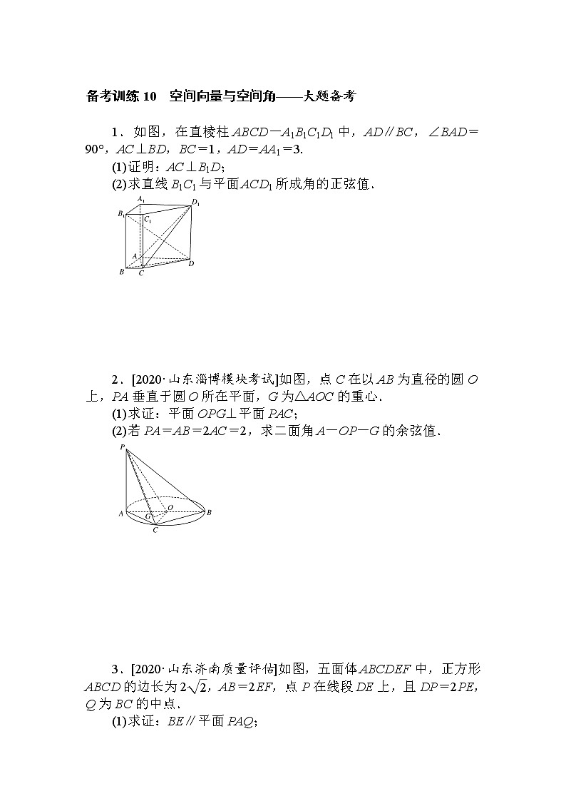 《空间向量与空间角》专项练习第1页
