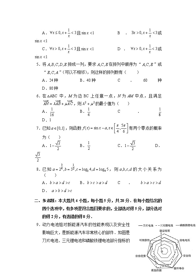 2022届重庆市西南大学附属中学校高三上学期第二次月考数学试题（word版含有答案）第2页