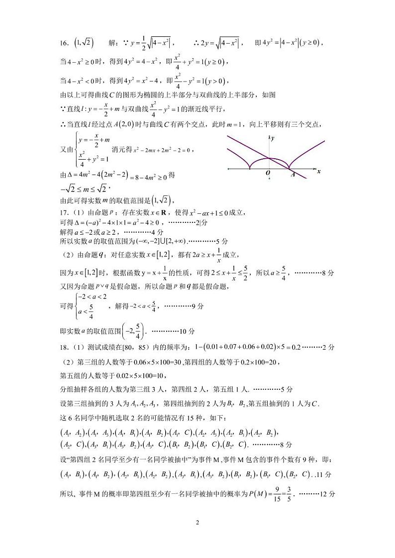 2021年秋季期五校联考（玉实、玉一、北高、容高、岑中）高二年级期中质量检测数学试题 答案第2页