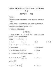 浙江省温州新力量联盟2021-2022学年高一上学期期中考试数学试题含答案