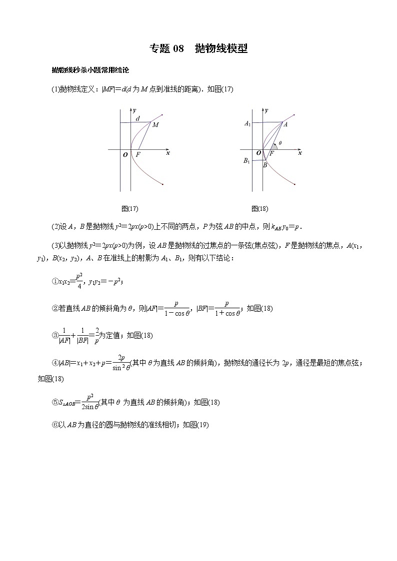 专题08 抛物线模型(解析版)第1页