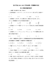 安徽省滁州市定远县育才学校2021-2022学年高二（实验班）上学期期中考试数学（理）【试卷+答案】