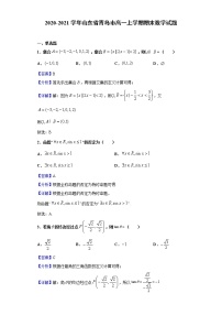 2020-2021学年山东省青岛市高一上学期期末数学试题（解析版）