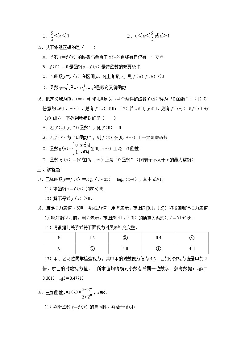 2020-2021学年上海市第二中学高一上学期期末数学试题 （解析版）02