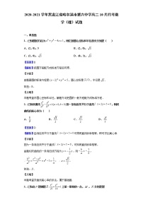 2020-2021学年黑龙江省哈尔滨市第六中学高二10月月考数学（理）试题（解析版）