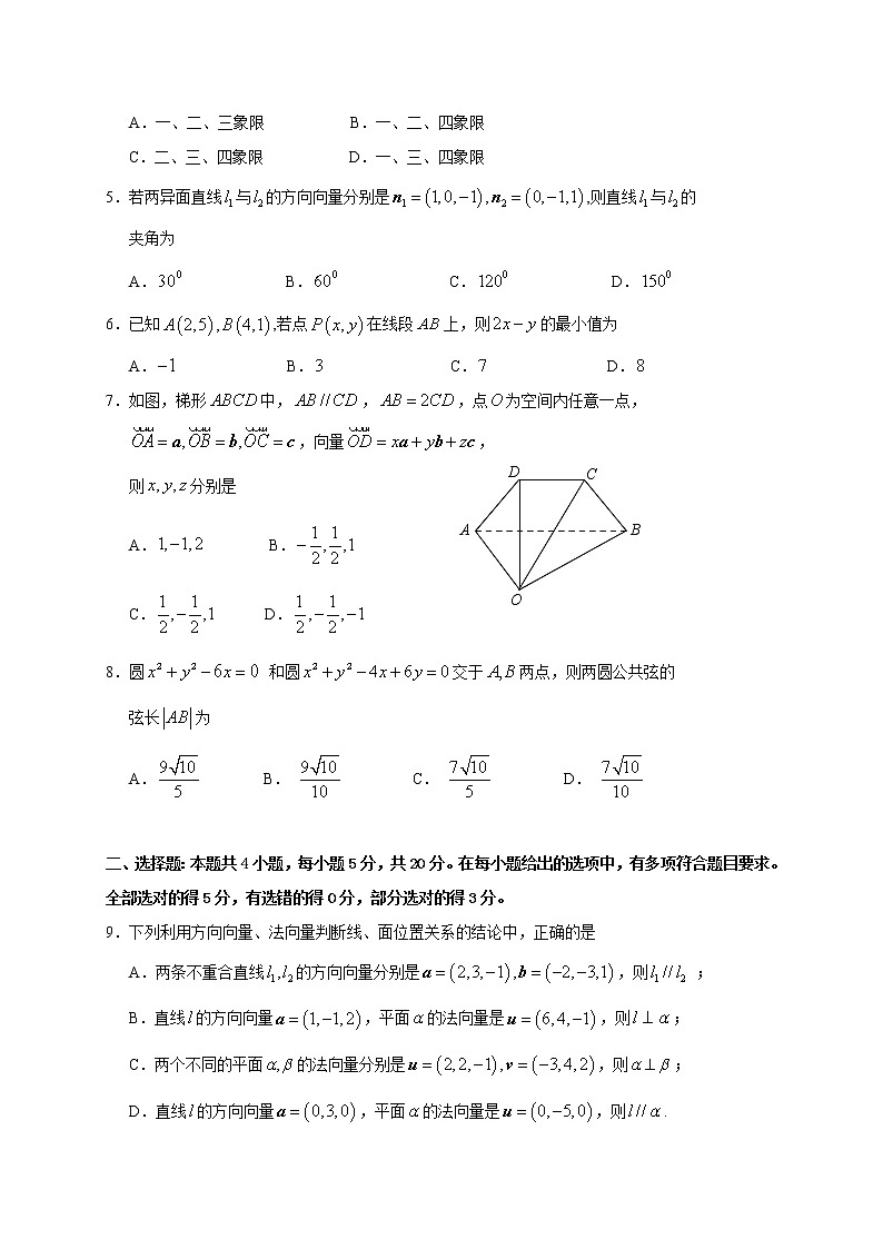 2020-2021学年山东省泰安肥城市高二上学期期中考试数学试题 Word版02