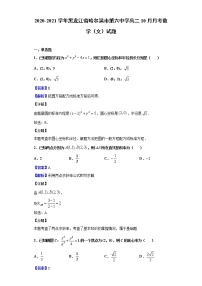 2020-2021学年黑龙江省哈尔滨市第六中学高二10月月考数学（文）试题（解析版）