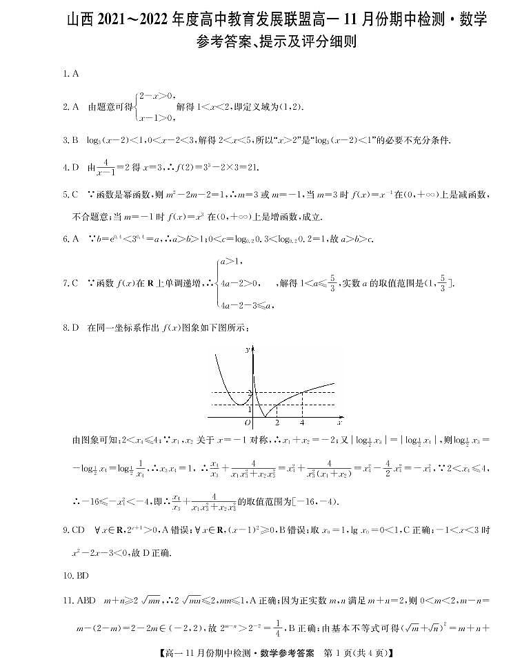 22088A运城联考-数学da第1页