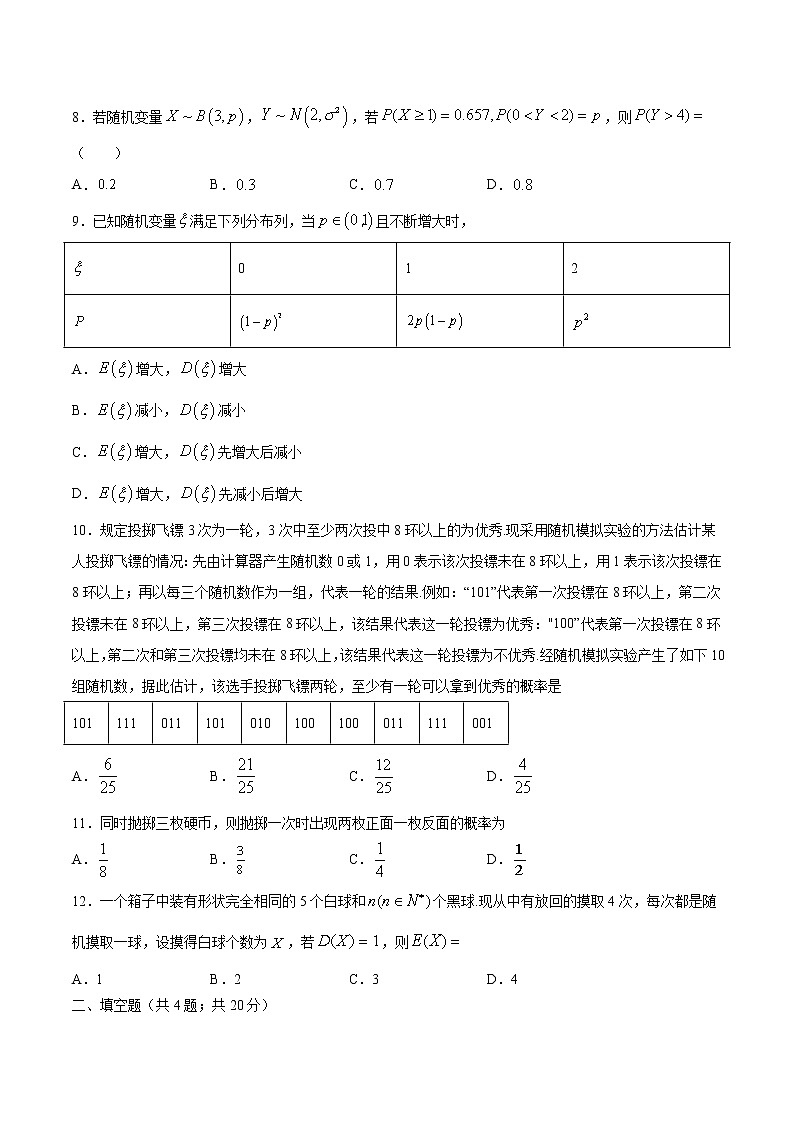 7.4 二项分布与超几何分布 （专项训练）-【新教材】2020-2021学年人教A版（2019）高中数学选择性必修第三册02
