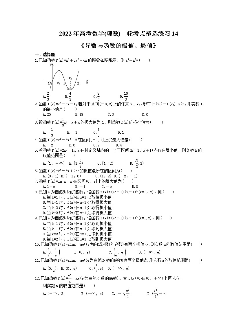 2022年高考数学(理数)一轮考点精选练习14《导数与函数的极值、最值》(含详解)第1页