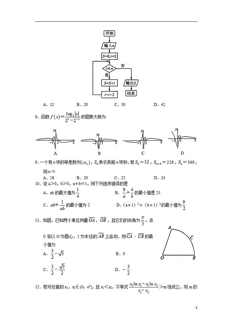 河南省六市重点高中2022届高三11月联合考试数学（文）试卷第2页