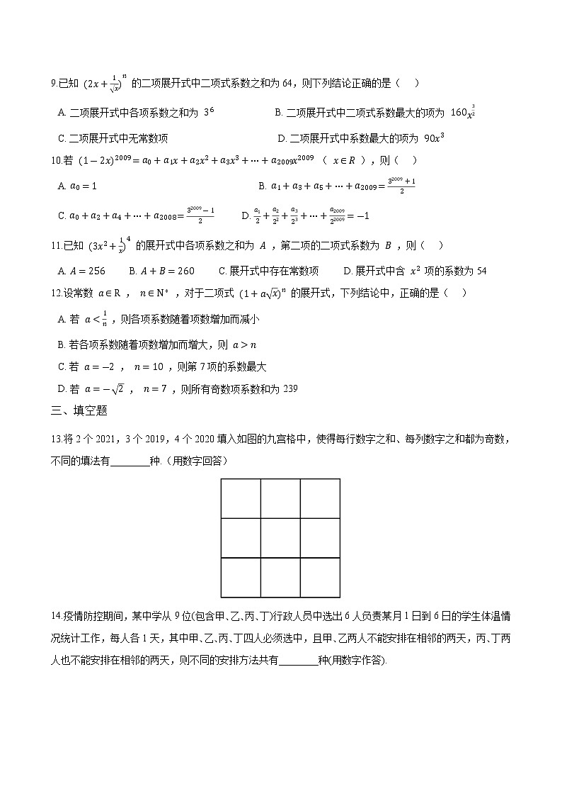 高考数学专项解题方法归纳探究（全国通用）模板21 计数原理专项练习 （原卷版）第2页