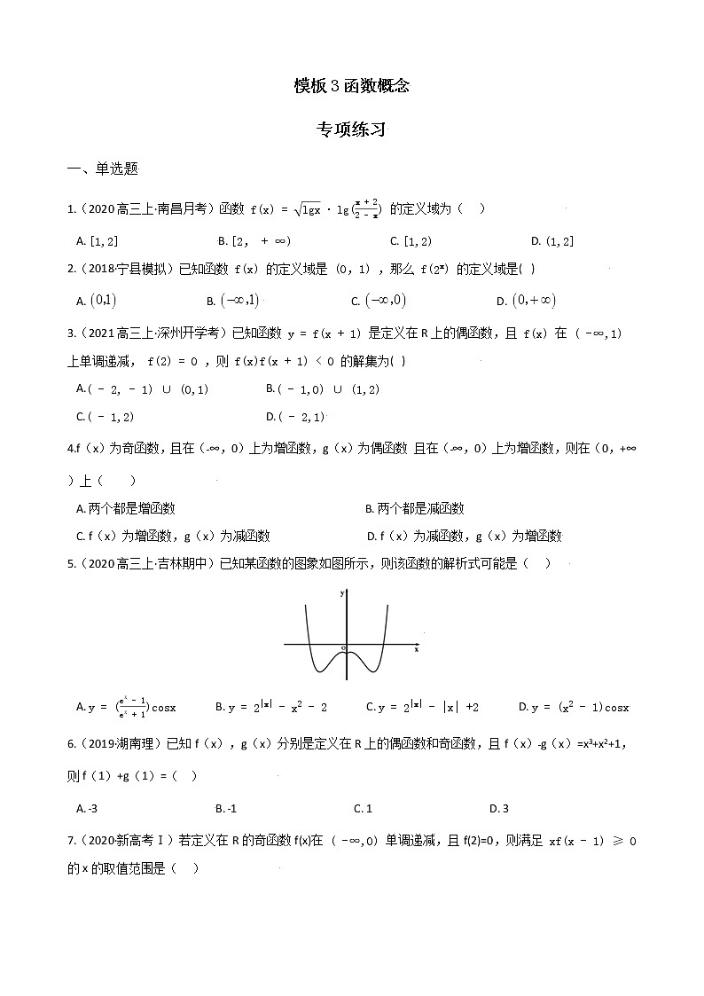 高考数学专项解题方法归纳探究（全国通用）模板03 函数概念专项练习 （原卷版）第1页