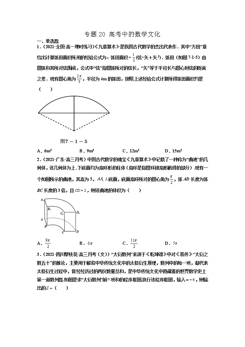 专题20 高考中的数学文化-备战2022年高考数学二轮复习专题之提分秘典01