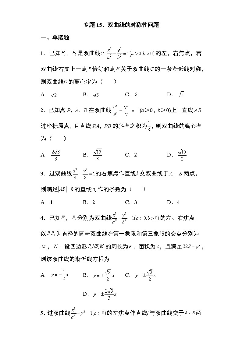 专题15：双曲线的对称性问题16页第1页