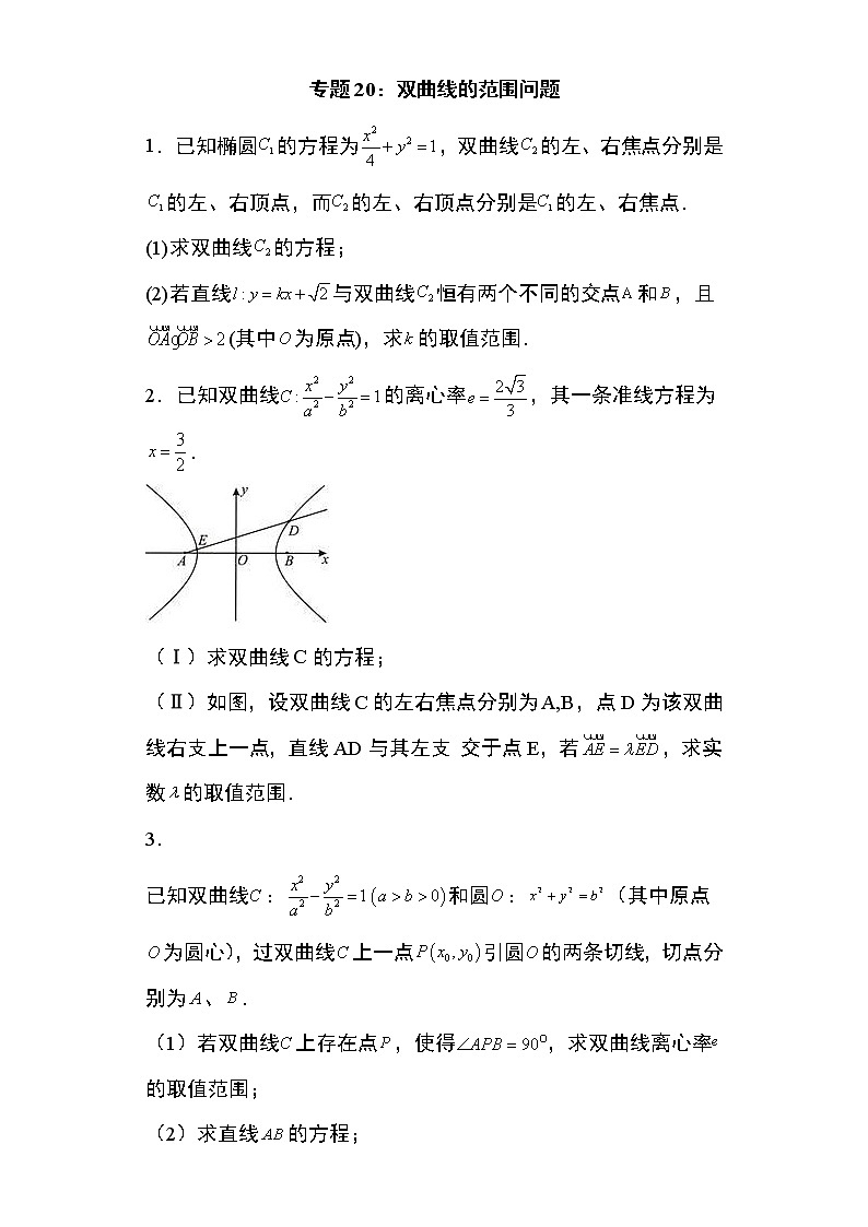 专题20：双曲线的范围问题22页第1页