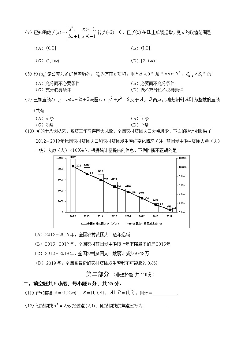 北京市房山区2020届高三衔接诊断测试（一模）数学试题02
