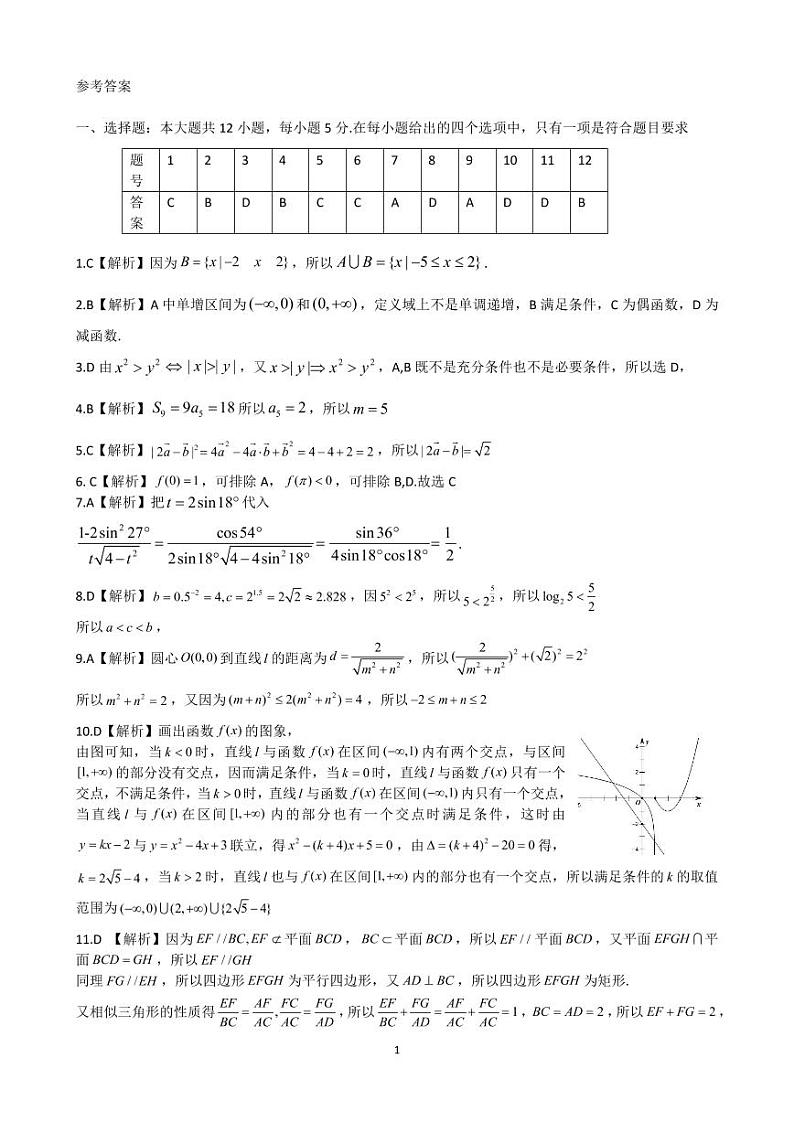 山西省吕梁市2019-2020学年高三第一次模拟考试文科数学试题（含答案）01