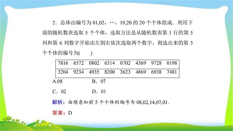 高考数学文科总复习9.2 随机抽样课件PPT08
