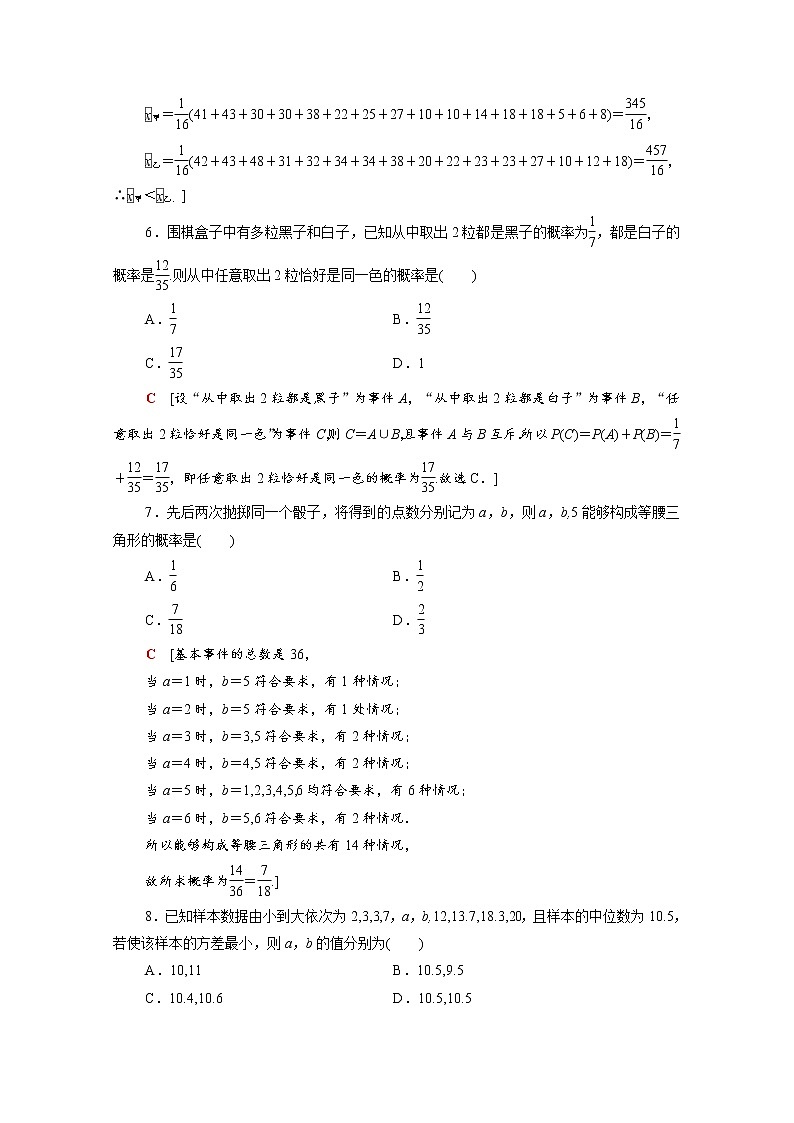人教新课标B版（2019）必修2-第五章统计与概率章末测评习题03