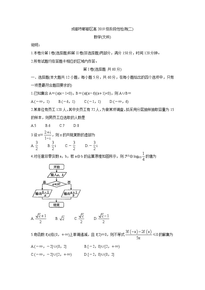 四川省成都市郫都区2022届高三上学期11月阶段性检测（二）数学（文）含答案第1页