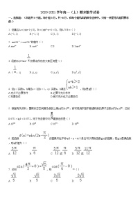 2020-2021学年高一（上）期末数学试卷 (2)