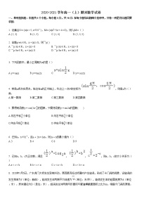 2020-2021学年高一（上）期末数学试卷 (1)