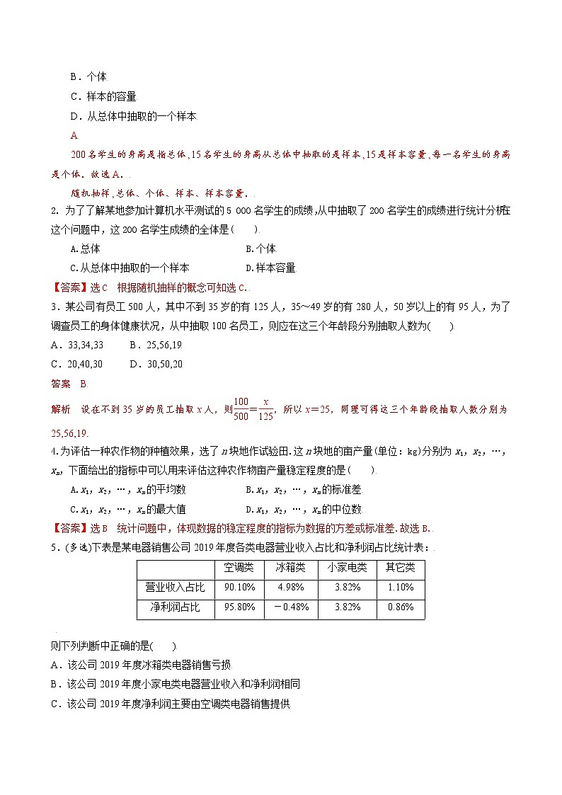 第九章 第一节 随机抽样与样本估计总体解析版第2页