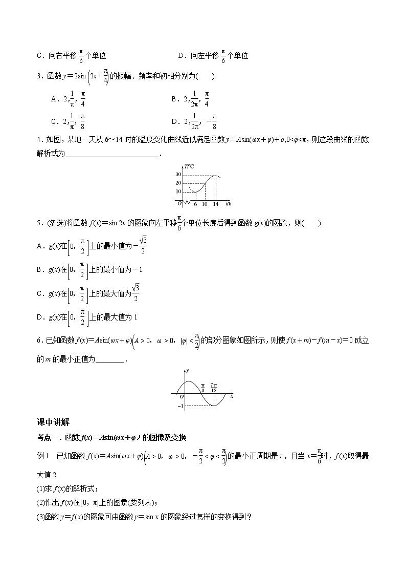 第四章 第四节 函数y＝Asin(ωx＋φ)的图象及三角函数模型的简单应用-备战2022年（新高考）数学一轮复习考点讲解+习题练习学案02