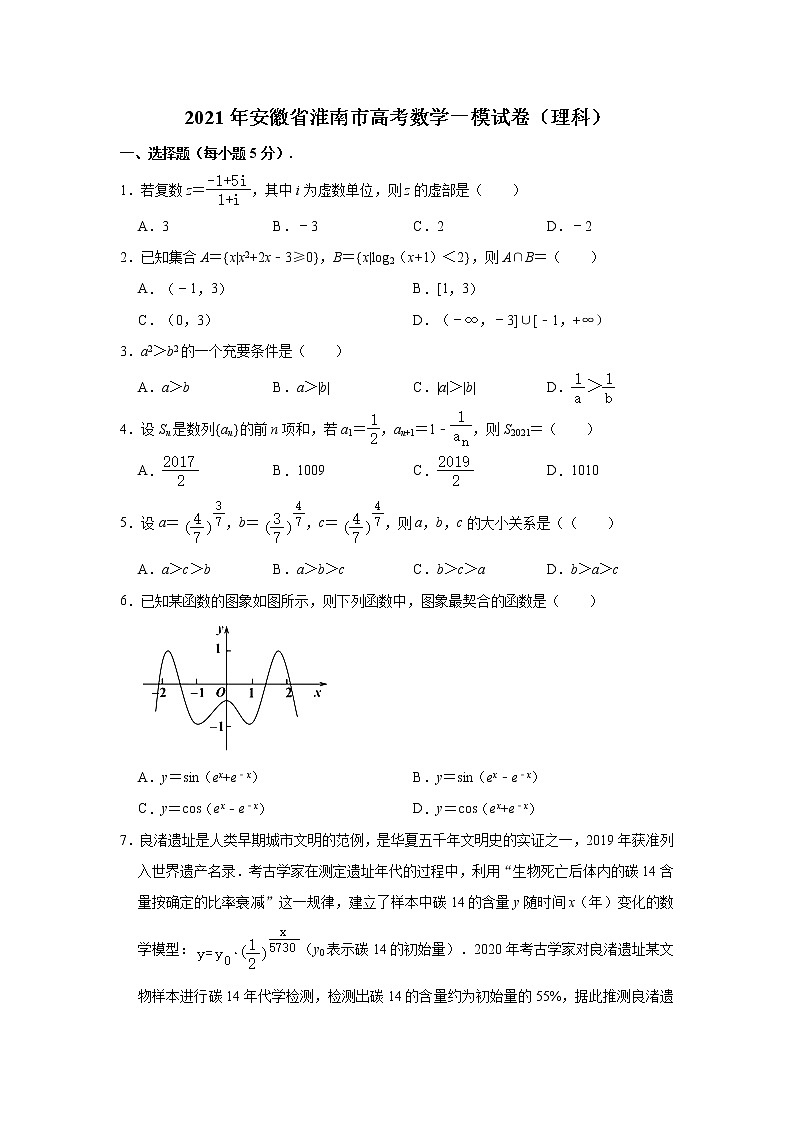 安徽省淮南市2021届高考一模数学（理科）试卷（解析版）01